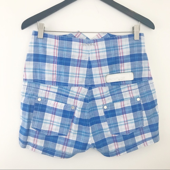  Coogi Plaid High Waist Corset Button Shorts D11 - Picture 5 of 8